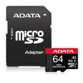 Adata - Карта памет (AUSDX64GUI3V30SHA2) - MicroSDXC с адаптер, Клас 10, UHS-I U3, V30, 64GB, Четене 100MB/s - Черна
