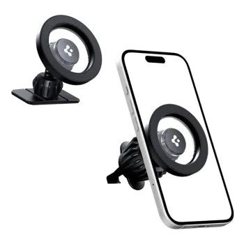 Spigen - Държач за кола (MFT13) - MagSafe, за табло, вентилационен отвор, 360° въртене, магнитен захват, универсален, регулируем - черен