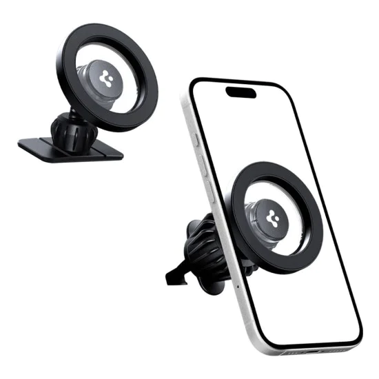 Spigen - Държач за кола (MFT13) - MagSafe, за табло, вентилационен отвор, 360° въртене, магнитен захват, универсален, регулируем - черен