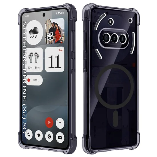 Калъф за Nothing Phone (3a) - Techsuit - Удароустойчив Clear Silicone MagSafe - Опушено Черен