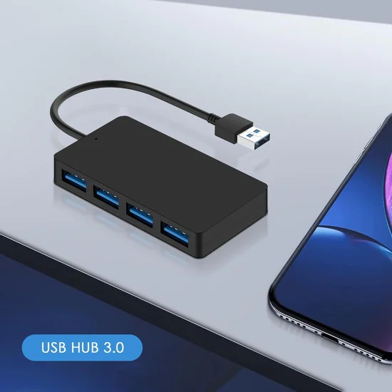Techsuit - Докинг станция QuantumNode 4 в 1 (H15) - USB към 4x USB 3.0, ABS - Черна
