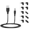 Techsuit - (11 броя) Кабел-адаптер ChargeNest (AC21) - USB към 7x DC Barrel, жак адаптер, Type-C, Mini-USB, Micro-USB - Черен