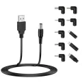 Techsuit - (11 броя) Кабел-адаптер ChargeNest (AC21) - USB към 7x DC Barrel, жак адаптер, Type-C, Mini-USB, Micro-USB - Черен