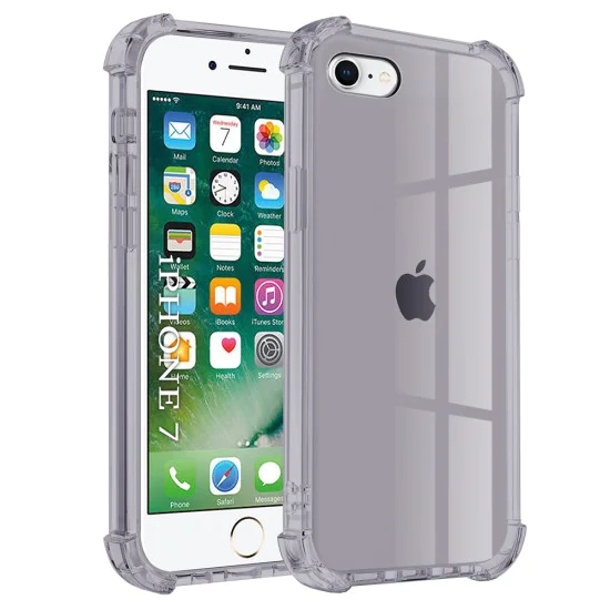 Калъф за iPhone 7 / iPhone 8 / iPhone SE 2, SE 2020 / iPhone SE 3, SE 2022 - Techsuit - Удароустойчив Clear Silicone - Опушено Черен
