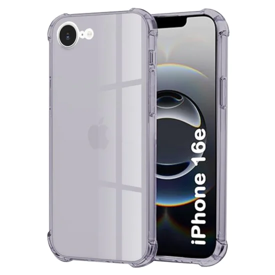 Калъф за iPhone 16e - Techsuit - Удароустойчив Clear Silicone - Опушено Черен