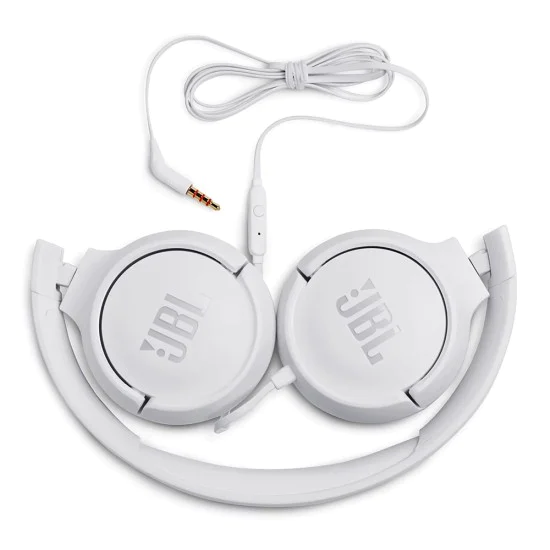 JBL - Слушалки Tune 500 - Чист бас, Сгъваем дизайн, Жак 3.5 мм - Бял