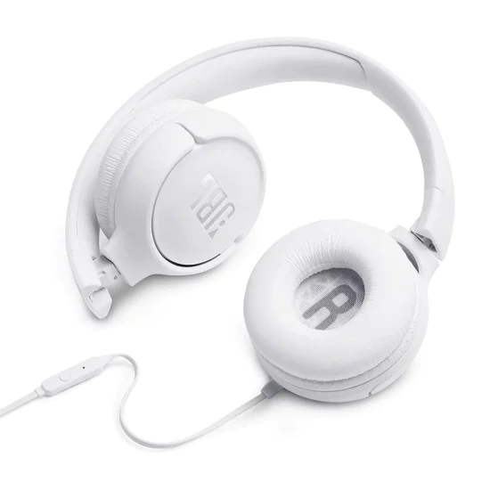 JBL - Слушалки Tune 500 - Чист бас, Сгъваем дизайн, Жак 3.5 мм - Бял