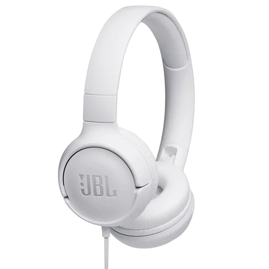 JBL - Слушалки Tune 500 - Чист бас, Сгъваем дизайн, Жак 3.5 мм - Бял