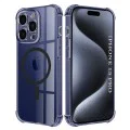 Калъф за iPhone 15 Pro - Techsuit - Удароустойчив Clear Silicone MagSafe - Опушено Черен