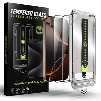 Протектор за iPhone 17 Pro - Techsuit - TitanGlass FullCover (2 броя) - Черен