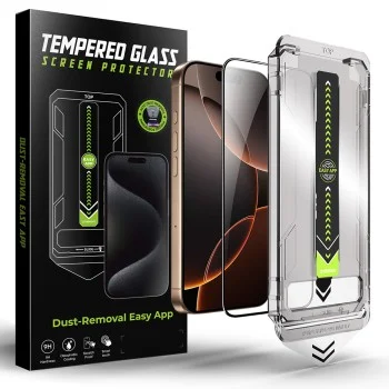 Протектор за iPhone 15 Plus / iPhone 16 Plus - TitanGlass FullCover - Черен