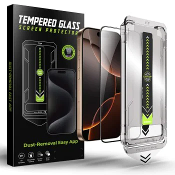 Протектор за iPhone 15 Pro Max - Techsuit - TitanGlass FullCover - Черен