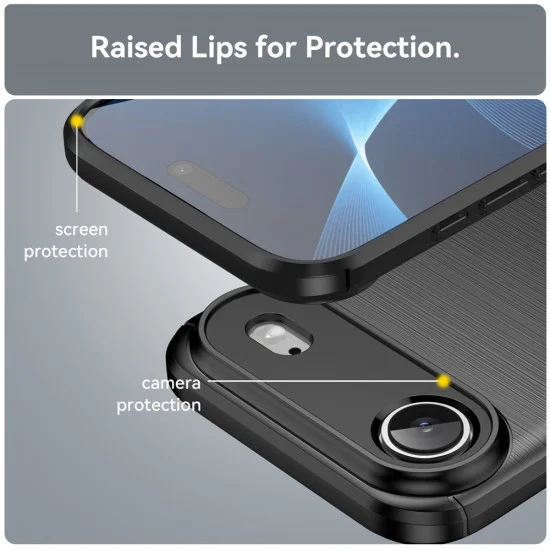 Калъф за iPhone 17 Air - Techsuit - Carbon Silicone - Черен