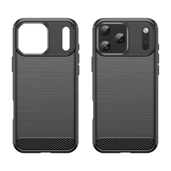 Калъф за iPhone 17 Pro Max - Techsuit - Carbon Silicone - Черен
