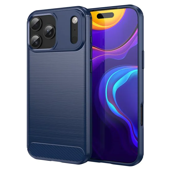 Калъф за iPhone 17 Pro - Techsuit - Carbon Silicone - Син