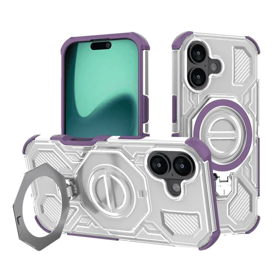 Калъф за iPhone 16 - Carbon Shield PRO - Лилав прозрачен