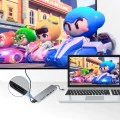 Techsuit - Докинг станция TurboChargeX 6 в 1 (H5) - Type-C към 2x USB, Type-C, HDMI, TF/SD карта, PD87W, 4K@30Hz - Сив