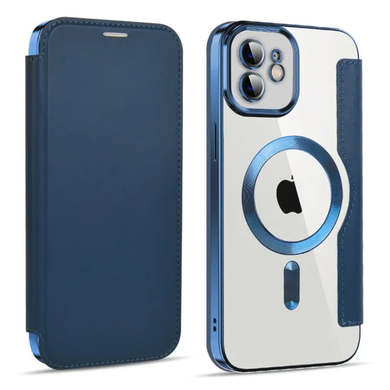 Калъф за iPhone 12 - SmartMag Book Case - Син