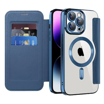 Калъф за iPhone 14 Pro Max - SmartMag Book Case - Син