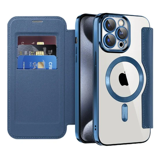 Калъф за iPhone 15 Pro - SmartMag Book Case - Син
