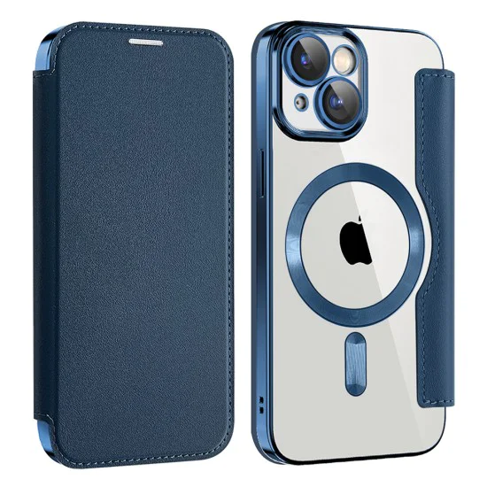 Калъф за iPhone 15 - SmartMag Book Case - Син