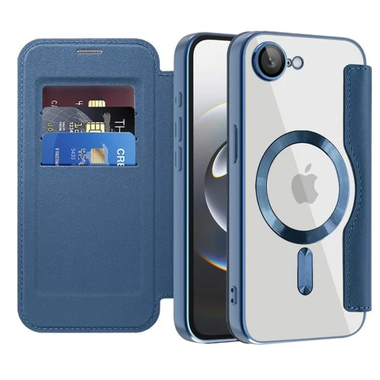 Калъф за iPhone 16e - SmartMag Book Case - Син