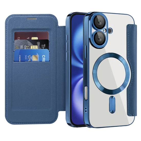 Калъф за iPhone 16 - SmartMag Book Case - Син
