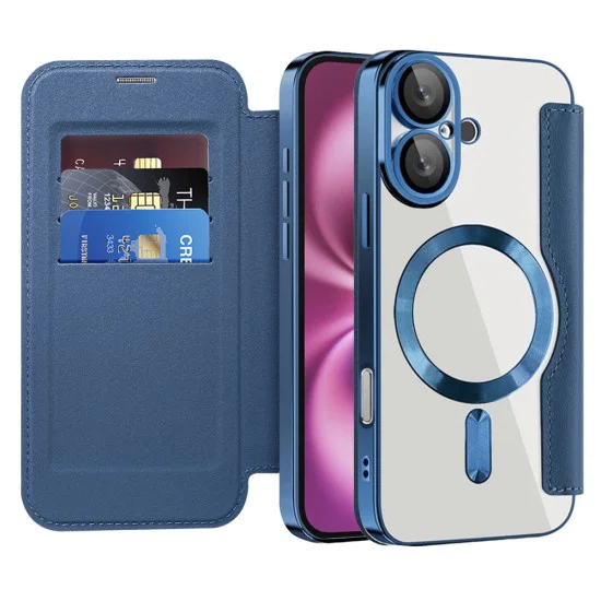 Калъф за iPhone 16 Plus - SmartMag Book Case - Син