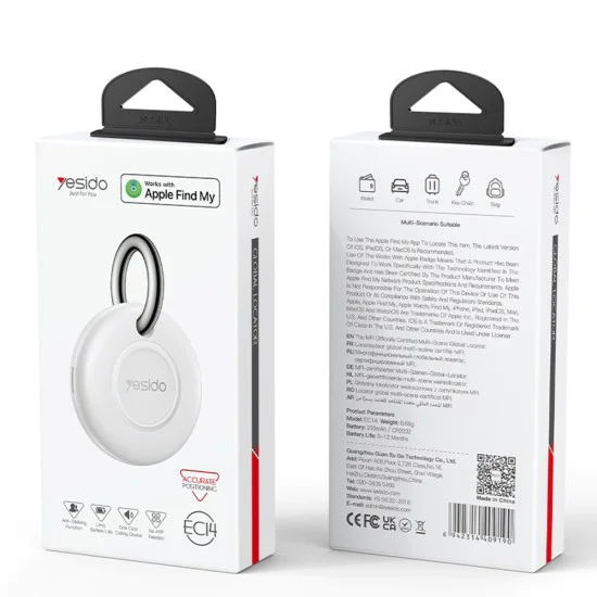 Смарт тракер – Yesido EC14 – Works with Apple Find My, 240mAh, MFi – Бял