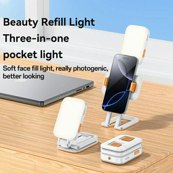 Настолна стойка със светлина – Yesido DH10 – регулируема, beauty refill light, 1000mAh, 4.7–7 – Бяла