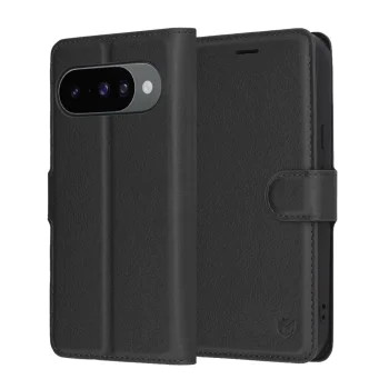 Калъф за Google Pixel 10 / 10 Pro - Techsuit - Leather Folio - Черен