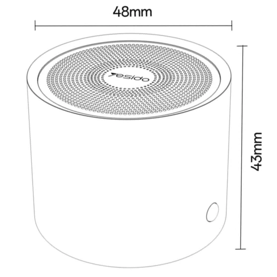 Мини колонка – Yesido Wireless Speaker (YSW30) – Bluetooth 5.0, бас диафрагма, ултра компактна, IPX5, Type-C, 700mAh – Черна
