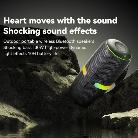 Безжична колонка – Yesido Wireless Speaker (YSW22) – Bluetooth 5.3, TWS, RGB, IPX6, Radio FM, TF/AUX, Type-C, 4500mAh, 30W – Черна