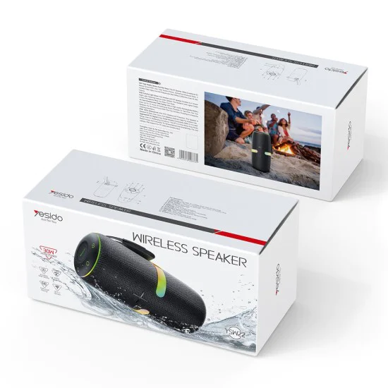 Безжична колонка – Yesido Wireless Speaker (YSW22) – Bluetooth 5.3, TWS, RGB, IPX6, Radio FM, TF/AUX, Type-C, 4500mAh, 30W – Черна