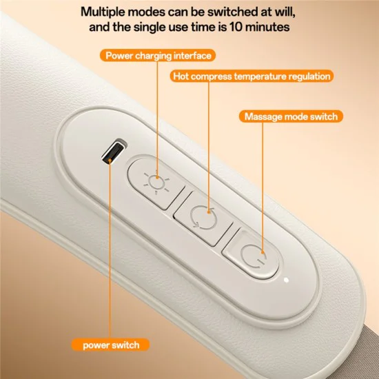 Масажор за врат – Yesido Neck Massager (MG11) – регулируем, 3 режима, топлина, 2400mAh – Бежов
