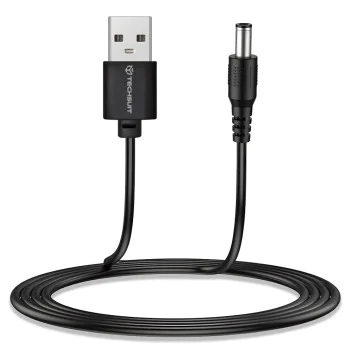 Techsuit - (11 броя) Кабел-адаптер ChargeNest (AC21) - USB към 7x DC Barrel, жак адаптер, Type-C, Mini-USB, Micro-USB - Черен