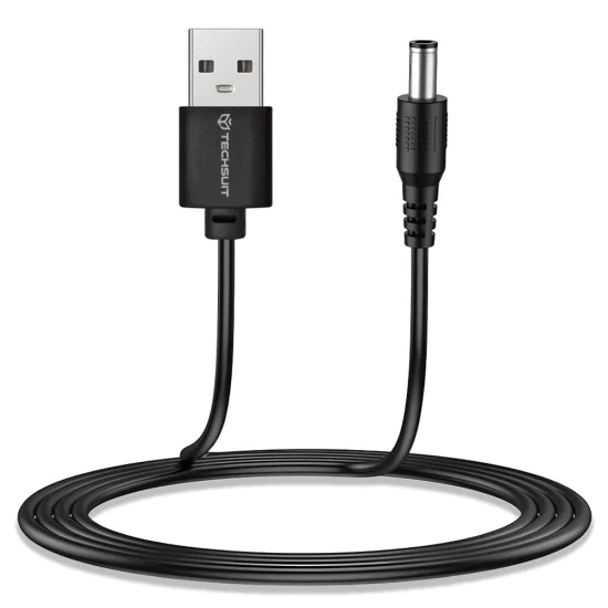 Techsuit - (11 броя) Кабел-адаптер ChargeNest (AC21) - USB към 7x DC Barrel, жак адаптер, Type-C, Mini-USB, Micro-USB - Черен