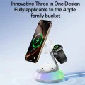 Зарядна станция 3 в 1 – Yesido Wireless Charging Station (DS31) – Магнитна, RGB, за iPhone, Apple Watch, AirPods – Бяла