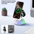 Зарядна станция 3 в 1 – Yesido Wireless Charging Station (DS31) – Магнитна, RGB, за iPhone, Apple Watch, AirPods – Бяла