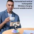 Зарядна станция 3 в 1 – Yesido Wireless Charging Station (DS31) – Магнитна, RGB, за iPhone, Apple Watch, AirPods – Бяла