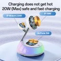 Зарядна станция 3 в 1 – Yesido Wireless Charging Station (DS31) – Магнитна, RGB, за iPhone, Apple Watch, AirPods – Бяла