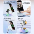 Зарядна станция 3 в 1 – Yesido Wireless Charging Station (DS31) – Магнитна, RGB, за iPhone, Apple Watch, AirPods – Бяла