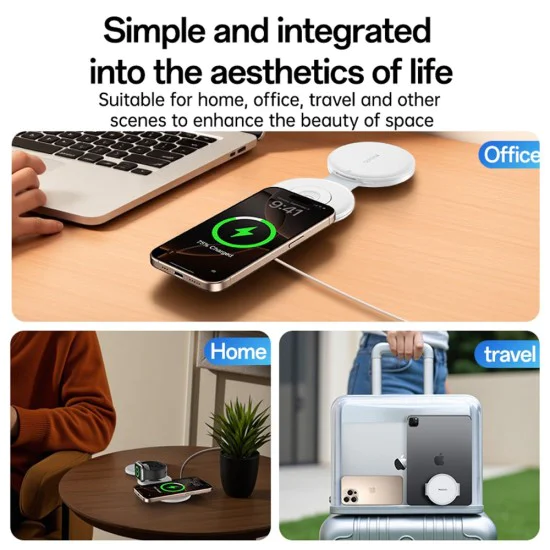 Зарядна станция 5 в 1 – Yesido Wireless Charging Station (DS29) – Магнитна, Сгъваема – Бяла