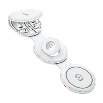 Зарядна станция 5 в 1 – Yesido Wireless Charging Station (DS29) – Магнитна, Сгъваема – Бяла