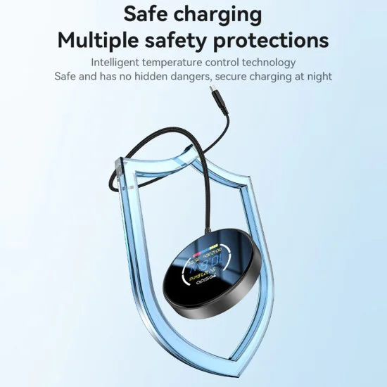 Зарядна станция – Yesido Wireless Charging Station (DS28) – Магнитна, Дисплей, 15W, Type-C – Черен