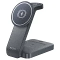 Зарядна станция – Yesido Wireless Charging Station (DS26) – Магнитна, за телефон/часовник/слушалки, Сгъваема, Нощна светлина – Сива