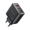 Зарядно за стена – Yesido Wall Charger (YC144C) – GaN, бързо зареждане, 2× Type-C, PD65W, QC18W, USB-C кабел 1m – Черно