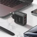 Зарядно за стена – Yesido Wall Charger (YC144C) – GaN, бързо зареждане, 2× Type-C, PD65W, QC18W, USB-C кабел 1m – Черно