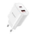 Зарядно за стена – Yesido Wall Charger (YC02E) – Quick Charge, USB + Type-C, PD20W, QC18W – Бяло
