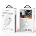 Зарядно за стена – Yesido Wall Charger (YC02E) – Quick Charge, USB + Type-C, PD20W, QC18W – Бяло